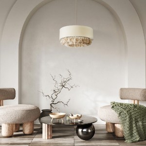 glo-02100-post_312 GLOBOSTAR® GINGER 02100 BOHO ΚΡΕΜΑΣΤΟ ΦΩΤΙΣΤΙΚΟ ΚΑΠΕΛΟ ΜΟΝΟΦΩΤΟ 1 X E27 IP20 ΜΠΕΖ ΥΦΑΣΜΑ Μ