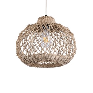 glo-02115-02115_2 GLOBOSTAR® ECUADOR 02115 BOHO ΚΡΕΜΑΣΤΟ ΦΩΤΙΣΤΙΚΟ ΠΛΕΓΜΑ ΜΟΝΟΦΩΤΟ 1 X E27 IP20 ΜΠΕΖ RATTAN 