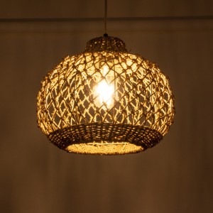 glo-02115-02115_3 GLOBOSTAR® ECUADOR 02115 BOHO ΚΡΕΜΑΣΤΟ ΦΩΤΙΣΤΙΚΟ ΠΛΕΓΜΑ ΜΟΝΟΦΩΤΟ 1 X E27 IP20 ΜΠΕΖ RATTAN 