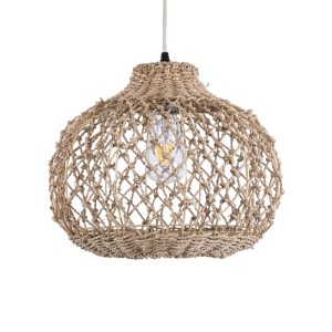 glo-02115-02115_5 GLOBOSTAR® ECUADOR 02115 BOHO ΚΡΕΜΑΣΤΟ ΦΩΤΙΣΤΙΚΟ ΠΛΕΓΜΑ ΜΟΝΟΦΩΤΟ 1 X E27 IP20 ΜΠΕΖ RATTAN 