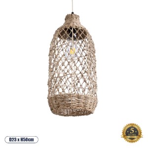 glo-02116-02116_0 GLOBOSTAR® ECUADOR 02116 BOHO ΚΡΕΜΑΣΤΟ ΦΩΤΙΣΤΙΚΟ ΠΛΕΓΜΑ ΜΟΝΟΦΩΤΟ 1 X E27 IP20 ΜΠΕΖ RATTAN 