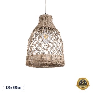 glo-02118-02118_0 GLOBOSTAR® ECUADOR 02118 BOHO ΚΡΕΜΑΣΤΟ ΦΩΤΙΣΤΙΚΟ ΠΛΕΓΜΑ ΜΟΝΟΦΩΤΟ 1 X E27 IP20 ΜΠΕΖ RATTAN 