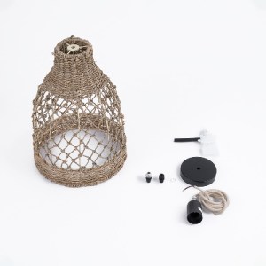 glo-02118-02118_10 GLOBOSTAR® ECUADOR 02118 BOHO ΚΡΕΜΑΣΤΟ ΦΩΤΙΣΤΙΚΟ ΠΛΕΓΜΑ ΜΟΝΟΦΩΤΟ 1 X E27 IP20 ΜΠΕΖ RATTAN 