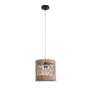 glo-02120-02120_4 GLOBOSTAR® ECUADOR 02120 BOHO ΚΡΕΜΑΣΤΟ ΦΩΤΙΣΤΙΚΟ ΠΛΕΓΜΑ ΜΟΝΟΦΩΤΟ 1 X E27 IP20 ΜΠΕΖ RATTAN 