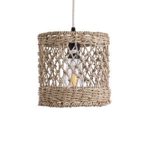 glo-02120-02120_5 GLOBOSTAR® ECUADOR 02120 BOHO ΚΡΕΜΑΣΤΟ ΦΩΤΙΣΤΙΚΟ ΠΛΕΓΜΑ ΜΟΝΟΦΩΤΟ 1 X E27 IP20 ΜΠΕΖ RATTAN 
