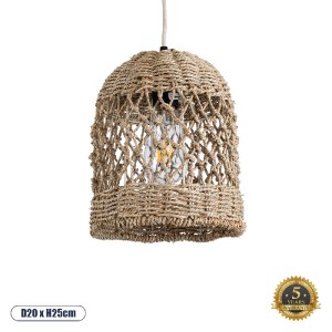 glo-02121-02121_0 GLOBOSTAR® ECUADOR 02121 BOHO ΚΡΕΜΑΣΤΟ ΦΩΤΙΣΤΙΚΟ ΠΛΕΓΜΑ ΜΟΝΟΦΩΤΟ 1 X E27 IP20 ΜΠΕΖ RATTAN 