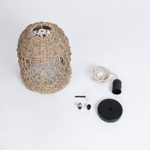 glo-02121-02121_11 GLOBOSTAR® ECUADOR 02121 BOHO ΚΡΕΜΑΣΤΟ ΦΩΤΙΣΤΙΚΟ ΠΛΕΓΜΑ ΜΟΝΟΦΩΤΟ 1 X E27 IP20 ΜΠΕΖ RATTAN 