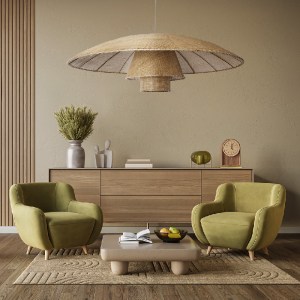 glo-02140-post_322 GLOBOSTAR® ZORA 02140 BOHO ΚΡΕΜΑΣΤΟ ΦΩΤΙΣΤΙΚΟ ΚΑΜΠΑΝΑ ΜΟΝΟΦΩΤΟ 1 X E27 IP20 ΜΠΕΖ ΥΦΑΣΜΑ - 