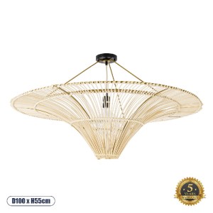 glo-02153-02153_0 GLOBOSTAR® PALERMO 02153 BOHO ΦΩΤΙΣΤΙΚΟ ΟΡΟΦΗΣ ΠΛΕΓΜΑ ΜΟΝΟΦΩΤΟ 1 X E27 IP20 ΜΠΕΖ ΞΥΛΟ - Μ1