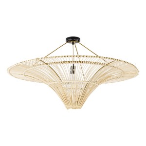 glo-02153-02153_2 GLOBOSTAR® PALERMO 02153 BOHO ΦΩΤΙΣΤΙΚΟ ΟΡΟΦΗΣ ΠΛΕΓΜΑ ΜΟΝΟΦΩΤΟ 1 X E27 IP20 ΜΠΕΖ ΞΥΛΟ - Μ1