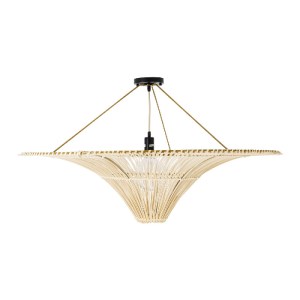 glo-02153-02153_4 GLOBOSTAR® PALERMO 02153 BOHO ΦΩΤΙΣΤΙΚΟ ΟΡΟΦΗΣ ΠΛΕΓΜΑ ΜΟΝΟΦΩΤΟ 1 X E27 IP20 ΜΠΕΖ ΞΥΛΟ - Μ1