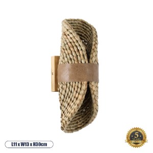 glo-02222-02222_0 GLOBOSTAR® GUAVA 02222 BOHO ΕΠΙΤΟΙΧΙΟ ΦΩΤΙΣΤΙΚΟ ΑΠΛΙΚΑ ΔΙΦΩΤΟ 2 X G9 IP20 ΜΠΕΖ ΞΥΛΟ ΜΕ ΜΠΕ