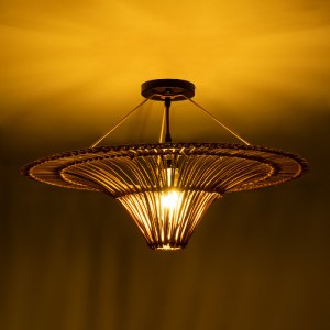 glo-02308-02308_2 GLOBOSTAR® PALERMO 02308 BOHO ΦΩΤΙΣΤΙΚΟ ΟΡΟΦΗΣ ΠΛΕΓΜΑ ΜΟΝΟΦΩΤΟ 1 X E27 IP20 ΚΑΦΕ ΞΥΛΟ - Μ6