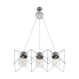 glo-202-0039-202_0039_4 GLOBOSTAR® PLEX 202-0039 ΜΟΝΤΕΡΝΟ ΚΡΕΜΑΣΤΟ ΦΩΤΙΣΤΙΚΟ ΠΛΕΓΜΑ ΤΡΙΦΩΤΟ 3 X E27 IP20 ΑΣΗΜΙ ΜΕΤΑΛΛΟ ΜΕ ΔΙΑΦΑΝΟ ΓΥΑΛΙ - Μ55 X Π20 X Υ70CM