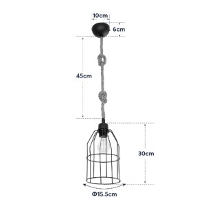 glo-203-0009-89b96f_203_0009_10 GLOBOSTAR® TALAH 203-0009 VINTAGE ΚΡΕΜΑΣΤΟ ΦΩΤΙΣΤΙΚΟ ΣΧΟΙΝΙ ΜΟΝΟΦΩΤΟ 1 X E27 IP20 ΜΑΥΡΟ ΜΕ