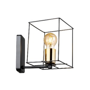 glo-203-0012-203_0012_2 GLOBOSTAR® CYRA 203-0012 ΜΟΝΤΕΡΝΟ ΕΠΙΤΟΙΧΙΟ ΦΩΤΙΣΤΙΚΟ ΑΠΛΙΚΑ ΜΟΝΟΦΩΤΟ 1 X E27 IP20 ΜΑΥΡΟ & ΧΡΥΣΟ ΜΕΤΑΛΛΟ - Μ21 X Π21 X Υ19CM