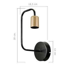 glo-203-0013-203_0013_3 GLOBOSTAR® JUNO 203-0013 ΜΟΝΤΕΡΝΟ ΕΠΙΤΟΙΧΙΟ ΦΩΤΙΣΤΙΚΟ ΑΠΛΙΚΑ ΜΟΝΟΦΩΤΟ 1 X E27 IP20 ΜΑΥΡΟ & ΧΡΥΣΟ ΜΕΤΑΛΛΟ - Μ18.5 X Π18.5 X Υ28CM