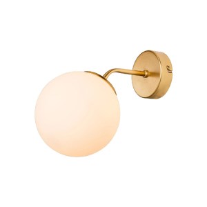 glo-203-0033-203_0033_2 GLOBOSTAR® DALPH 203-0033 VINTAGE ΕΠΙΤΟΙΧΙΟ ΦΩΤΙΣΤΙΚΟ ΑΠΛΙΚΑ ΜΟΝΟΦΩΤΟ 1 X E27 IP20 ΧΡΥΣΟ ΜΕΤΑΛΛΟ ΜΕ ΛΕΥΚΟ ΓΥΑΛΙ - M15 X Π18 X Υ22.5CM