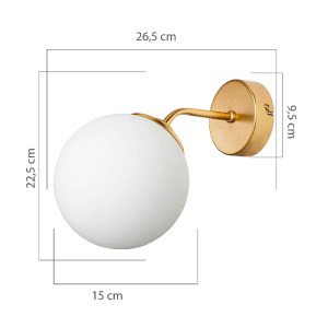 glo-203-0033-203_0033_3 GLOBOSTAR® DALPH 203-0033 VINTAGE ΕΠΙΤΟΙΧΙΟ ΦΩΤΙΣΤΙΚΟ ΑΠΛΙΚΑ ΜΟΝΟΦΩΤΟ 1 X E27 IP20 ΧΡΥΣΟ ΜΕΤΑΛΛΟ ΜΕ ΛΕΥΚΟ ΓΥΑΛΙ - M15 X Π18 X Υ22.5CM