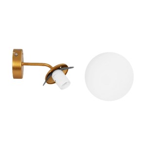 glo-203-0033-203_0033_7 GLOBOSTAR® DALPH 203-0033 VINTAGE ΕΠΙΤΟΙΧΙΟ ΦΩΤΙΣΤΙΚΟ ΑΠΛΙΚΑ ΜΟΝΟΦΩΤΟ 1 X E27 IP20 ΧΡΥΣΟ ΜΕΤΑΛΛΟ ΜΕ ΛΕΥΚΟ ΓΥΑΛΙ - M15 X Π18 X Υ22.5CM