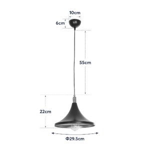 glo-203-0077-203_0077_11 GLOBOSTAR® BELFRY 203-0077 ΜΟΝΤΕΡΝΟ ΚΡΕΜΑΣΤΟ ΦΩΤΙΣΤΙΚΟ ΚΑΜΠΑΝΑ ΜΟΝΟΦΩΤΟ 1 X E27 IP20 ΜΑΥΡΟ ΜΕ ΧΡΥΣΟ ΠΛΑΣΤΙΚΟ - Μ29.5 X Π29.5 X Υ90CM
