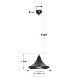 glo-203-0078-203_0078_11 GLOBOSTAR® BELFRY 203-0078 ΜΟΝΤΕΡΝΟ ΚΡΕΜΑΣΤΟ ΦΩΤΙΣΤΙΚΟ ΚΑΜΠΑΝΑ ΜΟΝΟΦΩΤΟ 1 X E27 IP20 ΜΑΥΡΟ ΠΛΑΣΤΙΚΟ - Μ29.5 X Π29.5 X Υ90CM
