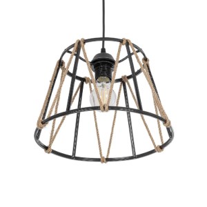 glo-203-0090-203_0090_5 GLOBOSTAR® JUTE 203-0090 ΜΟΝΤΕΡΝΟ ΚΡΕΜΑΣΤΟ ΦΩΤΙΣΤΙΚΟ ΣΧΟΙΝΙ ΜΟΝΟΦΩΤΟ 1 X E27 IP20 ΜΑΥΡΟ ΜΕΤΑΛΛΟ ΜΕ ΜΠΕΖ ΣΧΟΙΝΙ - Μ30 X Π30 X Υ75CM