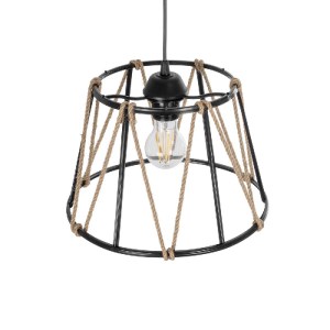 glo-203-0090-203_0090_6 GLOBOSTAR® JUTE 203-0090 ΜΟΝΤΕΡΝΟ ΚΡΕΜΑΣΤΟ ΦΩΤΙΣΤΙΚΟ ΣΧΟΙΝΙ ΜΟΝΟΦΩΤΟ 1 X E27 IP20 ΜΑΥΡΟ ΜΕΤΑΛΛΟ ΜΕ ΜΠΕΖ ΣΧΟΙΝΙ - Μ30 X Π30 X Υ75CM