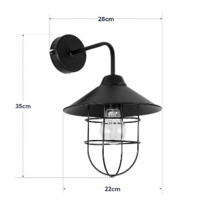 glo-203-0096-203_0096_8 GLOBOSTAR® CAGE 203-0096 VINTAGE ΕΠΙΤΟΙΧΙΟ ΦΩΤΙΣΤΙΚΟ ΑΠΛΙΚΑ ΜΟΝΟΦΩΤΟ 1 X E27 IP20 ΜΑΥΡΟ ΜΕΤΑΛΛΟ - M22 X Π28 X Υ35CM