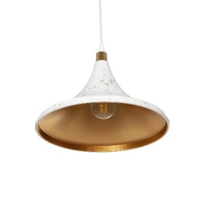 glo-203-0098-203_0098_5 GLOBOSTAR® MARBLE 203-0098 ΜΟΝΤΕΡΝΟ ΚΡΕΜΑΣΤΟ ΦΩΤΙΣΤΙΚΟ ΚΑΜΠΑΝΑ ΜΟΝΟΦΩΤΟ 1 X E27 IP20 ΛΕΥΚΟ & ΧΡΥΣΟ ΠΛΑΣΤΙΚΟ - Μ30 X Π30 X Υ20CM