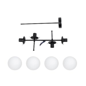 glo-203-0104-203_0104_8 GLOBOSTAR® GLOBUS 203-0104 ΜΟΝΤΕΡΝΟ ΦΩΤΙΣΤΙΚΟ ΟΡΟΦΗΣ ΡΑΓΑ ΠΟΛΥΦΩΤΟ 4 X E27 IP20 ΜΑΥΡΟ ΜΕΤΑΛΛΟ ΜΕ ΛΕΥΚΟ ΓΥΑΛΙ - Μ70 X Π34 X Υ15CM