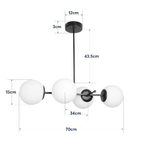 glo-203-0104-203_0104_9 GLOBOSTAR® GLOBUS 203-0104 ΜΟΝΤΕΡΝΟ ΦΩΤΙΣΤΙΚΟ ΟΡΟΦΗΣ ΡΑΓΑ ΠΟΛΥΦΩΤΟ 4 X E27 IP20 ΜΑΥΡΟ ΜΕΤΑΛΛΟ ΜΕ ΛΕΥΚΟ ΓΥΑΛΙ - Μ70 X Π34 X Υ15CM