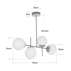 glo-203-0105-203_0105_10 GLOBOSTAR® GLOBUS 203-0105 ΜΟΝΤΕΡΝΟ ΦΩΤΙΣΤΙΚΟ ΟΡΟΦΗΣ ΡΑΓΑ ΠΟΛΥΦΩΤΟ 4 X E27 IP20 ΧΡΥΣΟ ΜΕΤΑΛΛΟ ΜΕ ΛΕΥΚΟ ΓΥΑΛΙ - Μ70 X Π15 X Υ34CM