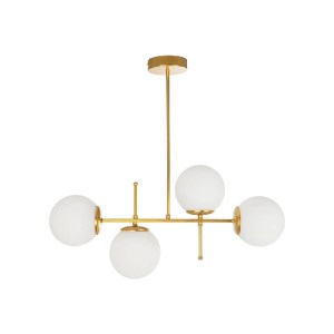 glo-203-0105-203_0105_4 GLOBOSTAR® GLOBUS 203-0105 ΜΟΝΤΕΡΝΟ ΦΩΤΙΣΤΙΚΟ ΟΡΟΦΗΣ ΡΑΓΑ ΠΟΛΥΦΩΤΟ 4 X E27 IP20 ΧΡΥΣΟ ΜΕΤΑΛΛΟ ΜΕ ΛΕΥΚΟ ΓΥΑΛΙ - Μ70 X Π15 X Υ34CM