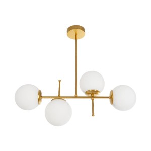 glo-203-0105-203_0105_5 GLOBOSTAR® GLOBUS 203-0105 ΜΟΝΤΕΡΝΟ ΦΩΤΙΣΤΙΚΟ ΟΡΟΦΗΣ ΡΑΓΑ ΠΟΛΥΦΩΤΟ 4 X E27 IP20 ΧΡΥΣΟ ΜΕΤΑΛΛΟ ΜΕ ΛΕΥΚΟ ΓΥΑΛΙ - Μ70 X Π15 X Υ34CM