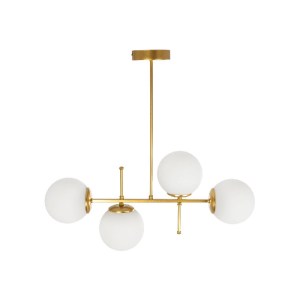 glo-203-0105-203_0105_6 GLOBOSTAR® GLOBUS 203-0105 ΜΟΝΤΕΡΝΟ ΦΩΤΙΣΤΙΚΟ ΟΡΟΦΗΣ ΡΑΓΑ ΠΟΛΥΦΩΤΟ 4 X E27 IP20 ΧΡΥΣΟ ΜΕΤΑΛΛΟ ΜΕ ΛΕΥΚΟ ΓΥΑΛΙ - Μ70 X Π15 X Υ34CM