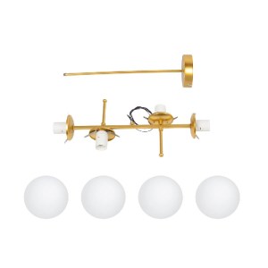 glo-203-0105-203_0105_9 GLOBOSTAR® GLOBUS 203-0105 ΜΟΝΤΕΡΝΟ ΦΩΤΙΣΤΙΚΟ ΟΡΟΦΗΣ ΡΑΓΑ ΠΟΛΥΦΩΤΟ 4 X E27 IP20 ΧΡΥΣΟ ΜΕΤΑΛΛΟ ΜΕ ΛΕΥΚΟ ΓΥΑΛΙ - Μ70 X Π15 X Υ34CM