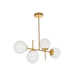 glo-203-0105-8050cb_203_0105_0 GLOBOSTAR® GLOBUS 203-0105 ΜΟΝΤΕΡΝΟ ΦΩΤΙΣΤΙΚΟ ΟΡΟΦΗΣ ΡΑΓΑ ΠΟΛΥΦΩΤΟ 4 X E27 IP20 ΧΡΥΣΟ ΜΕΤΑΛΛΟ ΜΕ ΛΕΥΚΟ ΓΥΑΛΙ - Μ70 X Π15 X Υ34CM