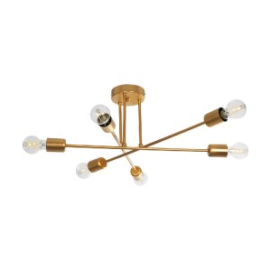 glo-203-0114-c1656a_203_0114_0 GLOBOSTAR® SPIDI 203-0114 ΜΟΝΤΕΡΝΟ ΦΩΤΙΣΤΙΚΟ ΟΡΟΦΗΣ ΠΛΕΓΜΑ ΠΟΛΥΦΩΤΟ 6 X E27 IP20 ΡΟΖ ΧΡΥΣΟ ΜΕΤΑΛΛΟ - Μ61 X Π61 X Υ37CM