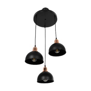 glo-203-0146-203_0146_4 GLOBOSTAR® ΗUT 203-0146 ΜΟΝΤΕΡΝΟ ΚΡΕΜΑΣΤΟ ΦΩΤΙΣΤΙΚΟ ΚΑΜΠΑΝΑ ΤΡΙΦΩΤΟ 3 X E27 IP20 ΜΑΥΡΟ ΜΕ ΧΡΥΣΟ ΠΛΑΣΤΙΚΟ - Μ40 X Π40 X Υ76CM