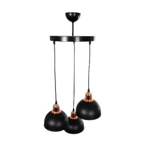 glo-203-0146-203_0146_5 GLOBOSTAR® ΗUT 203-0146 ΜΟΝΤΕΡΝΟ ΚΡΕΜΑΣΤΟ ΦΩΤΙΣΤΙΚΟ ΚΑΜΠΑΝΑ ΤΡΙΦΩΤΟ 3 X E27 IP20 ΜΑΥΡΟ ΜΕ ΧΡΥΣΟ ΠΛΑΣΤΙΚΟ - Μ40 X Π40 X Υ76CM