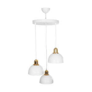 glo-203-0148-203_0148_3 GLOBOSTAR® ΗUT 203-0148 VINTAGE ΚΡΕΜΑΣΤΟ ΦΩΤΙΣΤΙΚΟ ΚΑΜΠΑΝΑ ΤΡΙΦΩΤΟ 3 X E27 IP20 ΛΕΥΚΟ ΜΕ ΧΡΥΣΟ ΠΛΑΣΤΙΚΟ - Μ40 X Π40 X Υ76CM