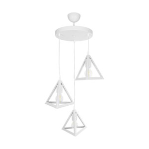 glo-203-0164-203_0164_3 GLOBOSTAR® TRIANGLE 203-0164 ΜΟΝΤΕΡΝΟ ΚΡΕΜΑΣΤΟ ΦΩΤΙΣΤΙΚΟ ΚΑΜΠΑΝΑ ΤΡΙΦΩΤΟ 3 X E27 IP20 ΛΕΥΚΟ ΠΛΑΣΤΙΚΟ - Μ50 X Π50 X Υ80CM
