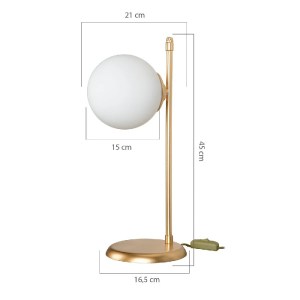 glo-203-0182-203_0182_3 GLOBOSTAR® GLOBUS 203-0182 ΜΟΝΤΕΡΝΟ ΕΠΙΤΡΑΠΕΖΙΟ ΦΩΤΙΣΤΙΚΟ ΠΟΡΤΑΤΙΦ ΜΟΝΟΦΩΤΟ 1 X E27 IP20 ΧΡΥΣΟ ΜΕΤΑΛΛΟ ΜΕ ΛΕΥΚΟ ΓΥΑΛΙ - Μ21 X Π16.5 X Υ45CM