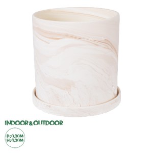 glo-20450-20450_0 GLOBOSTAR® ARTIFICIAL GARDEN LINDOS 20450 ΠΗΛΙΝΟ ΚΕΡΑΜΙΚΟ ΚΑΣΠΩ ΓΛΑΣΤΡΑ - FLOWER POT ΑΠΑΛΟ