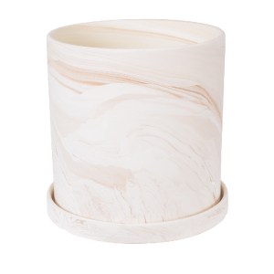glo-20450-20450_2 GLOBOSTAR® ARTIFICIAL GARDEN LINDOS 20450 ΠΗΛΙΝΟ ΚΕΡΑΜΙΚΟ ΚΑΣΠΩ ΓΛΑΣΤΡΑ - FLOWER POT ΑΠΑΛΟ