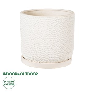 glo-20452-20452_0 GLOBOSTAR® ARTIFICIAL GARDEN PARGA 20452 ΠΗΛΙΝΟ ΚΕΡΑΜΙΚΟ ΚΑΣΠΩ ΓΛΑΣΤΡΑ - FLOWER POT ΜΠΕΖ Φ