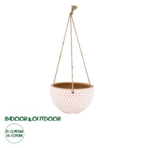 glo-20462-20462_0 GLOBOSTAR® ARTIFICIAL GARDEN CHIOS 20462 ΚΡΕΜΑΣΤΟ ΠΗΛΙΝΟ ΚΕΡΑΜΙΚΟ ΚΑΣΠΩ ΓΛΑΣΤΡΑ - FLOWER P