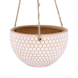 glo-20462-20462_5 GLOBOSTAR® ARTIFICIAL GARDEN CHIOS 20462 ΚΡΕΜΑΣΤΟ ΠΗΛΙΝΟ ΚΕΡΑΜΙΚΟ ΚΑΣΠΩ ΓΛΑΣΤΡΑ - FLOWER P