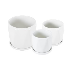glo-20463-20463_3 GLOBOSTAR® ARTIFICIAL GARDEN KARPATHOS 20463 ΣΕΤ 3 ΠΗΛΙΝΑ ΚΕΡΑΜΙΚΑ ΚΑΣΠΩ ΓΛΑΣΤΡΕΣ - FLOWER